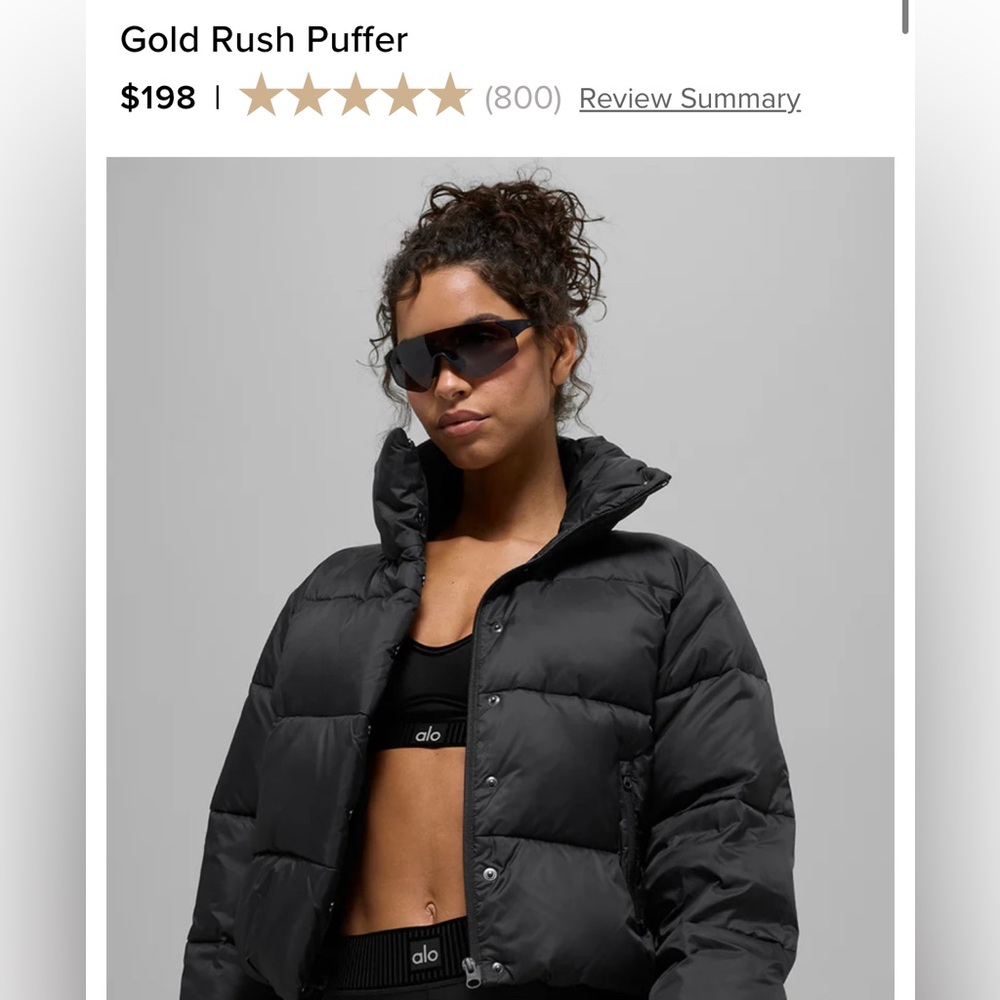 gold rush all puffer jacket in size XS